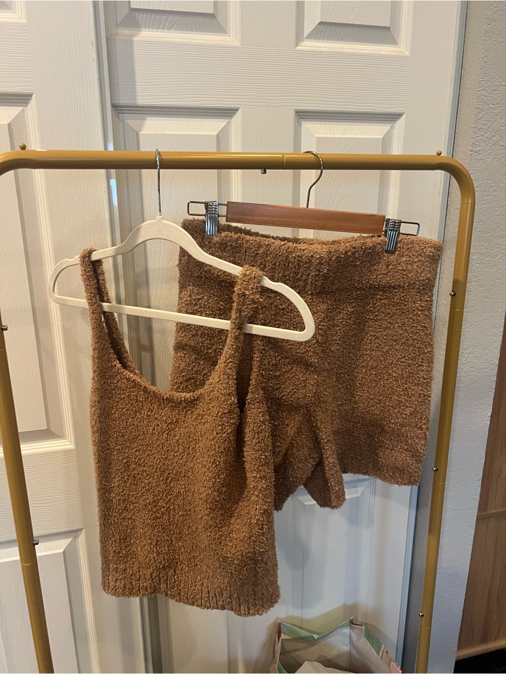 SKIMS Cozy Knit Brown Lounge Tank & Shorts Set